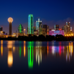 nighttime photo of dallas skyline with buildings all lit up - Things to know before moving to dallas texas